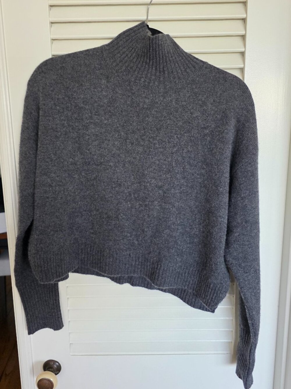 Naked Cashmere Mock Neck 100% Cashmere Charcoal Grey Knit Sweater Size S